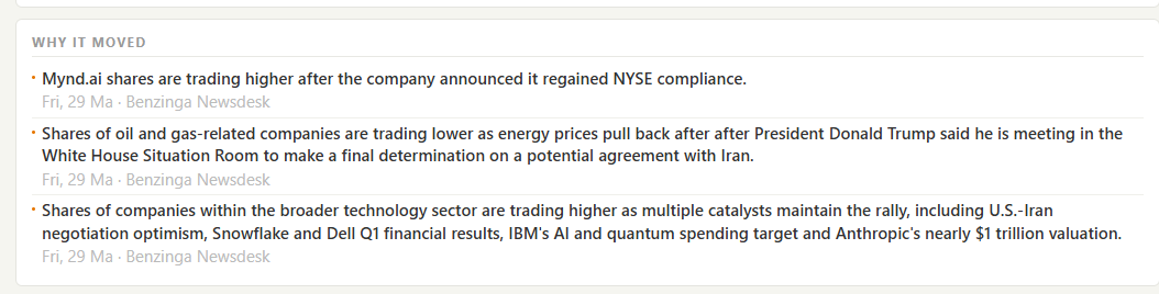 Why it moved section of BriefStocks dashboard