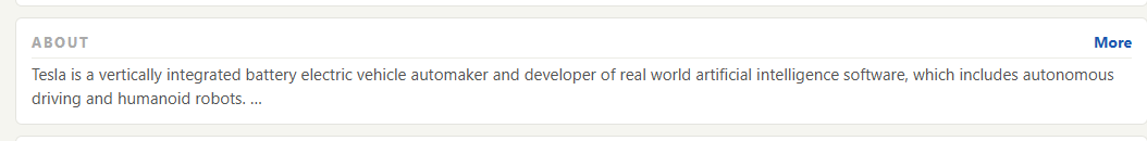 About section of BriefStocks dashboard
